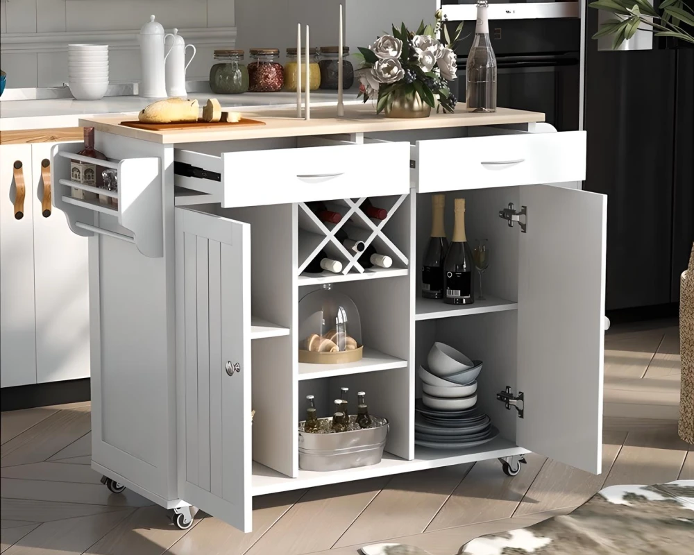 kitchen rolling cart with drawers