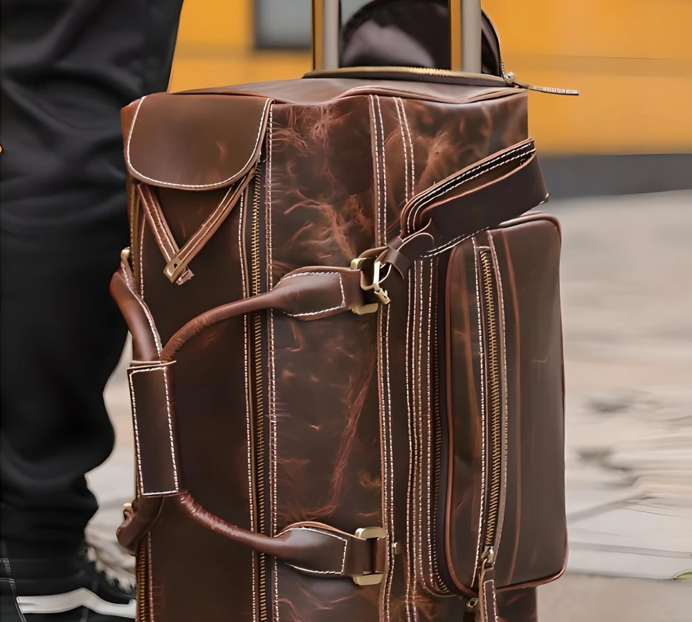mens leather duffel carry on